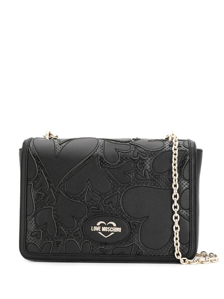 Love Moschino Heart Appliqué Shoulder Bag - Black