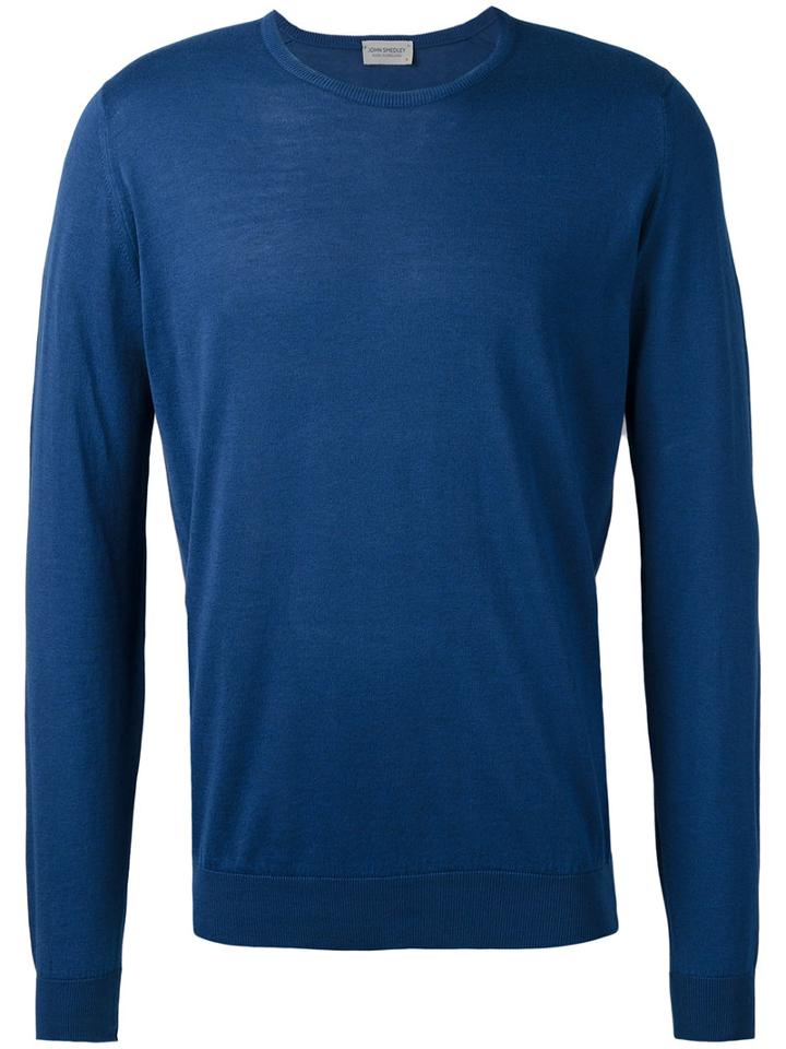 John Smedley - Crew Neck Jumper - Men - Cotton - S, Blue, Cotton