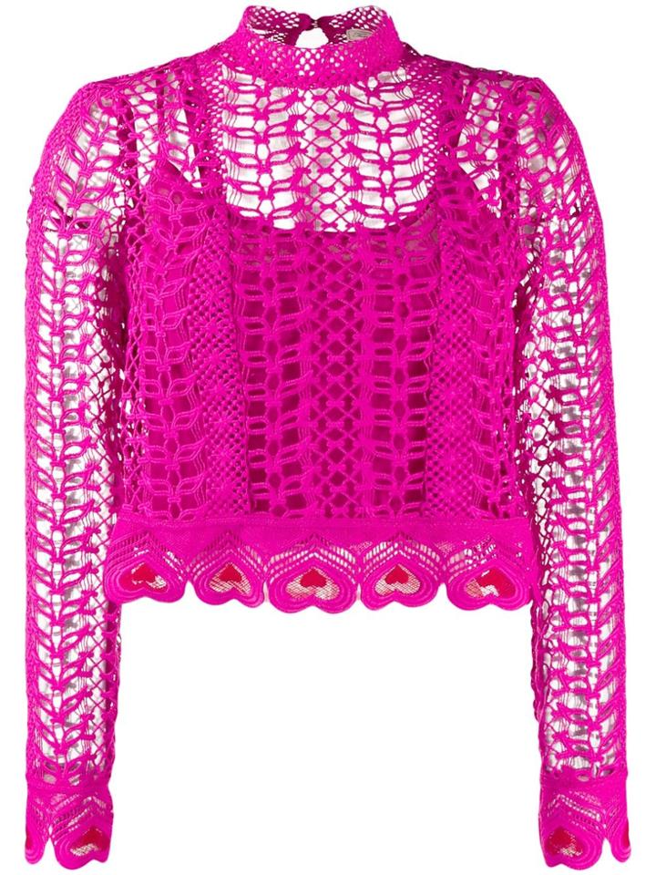 Temperley London Sunrise Heart-shaped Embroidery Blouse - Pink