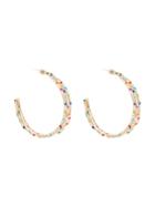 Rosantica Velo Multi Bead Embellished Hoop Earrings - Metallic