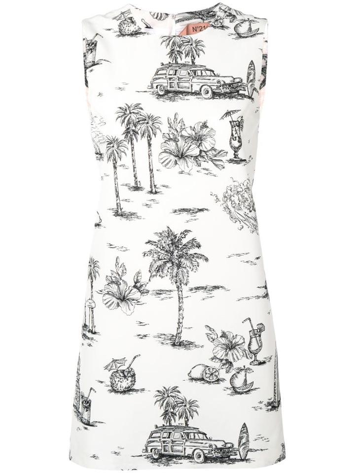 Nº21 Printed Mini Dress - White