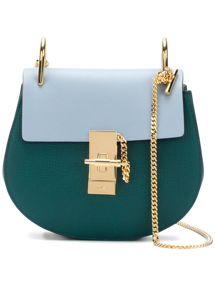 Chloé Contrast Faye Satchel - Green