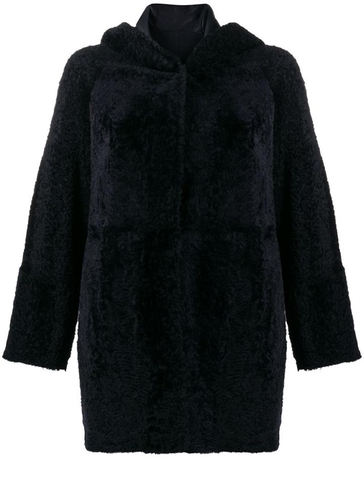 Drome Short Shearling Coat - Blue