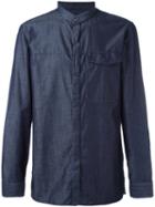 Emporio Armani Plain Shirt, Men's, Size: Medium, Blue, Cotton/silk