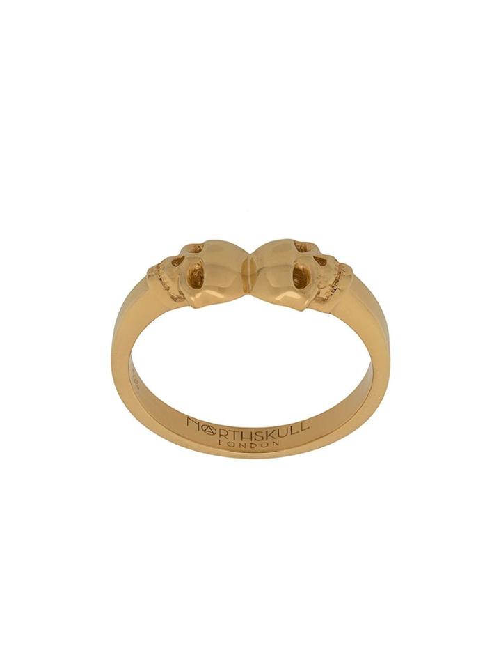 Northskull Atticus Twin Skull Ring - Gold