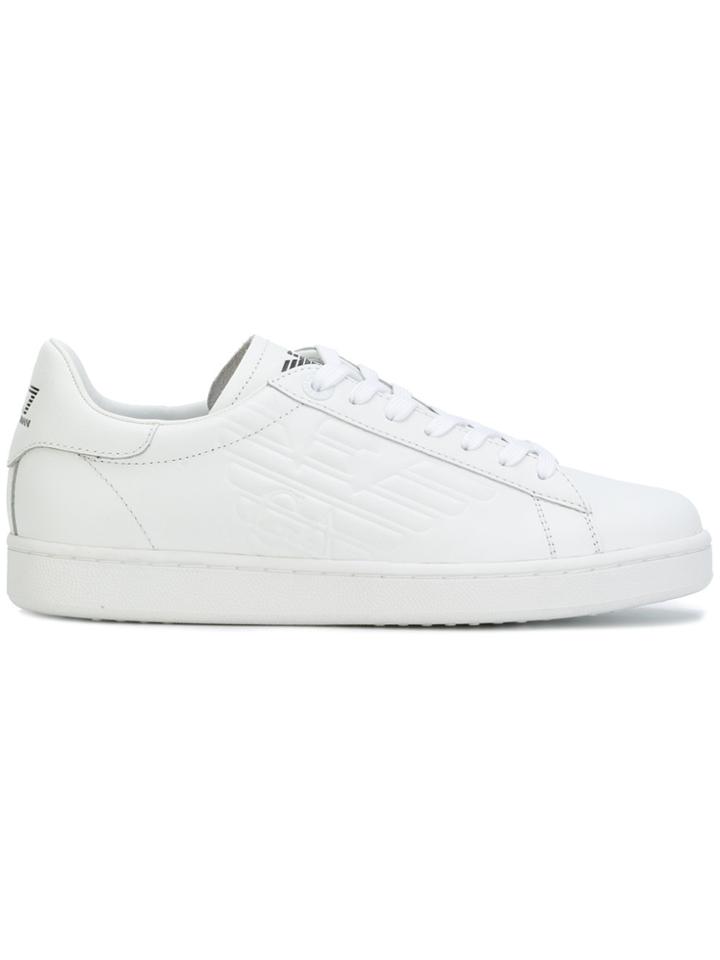 Ea7 Emporio Armani Logo Embossed Sneakers - White