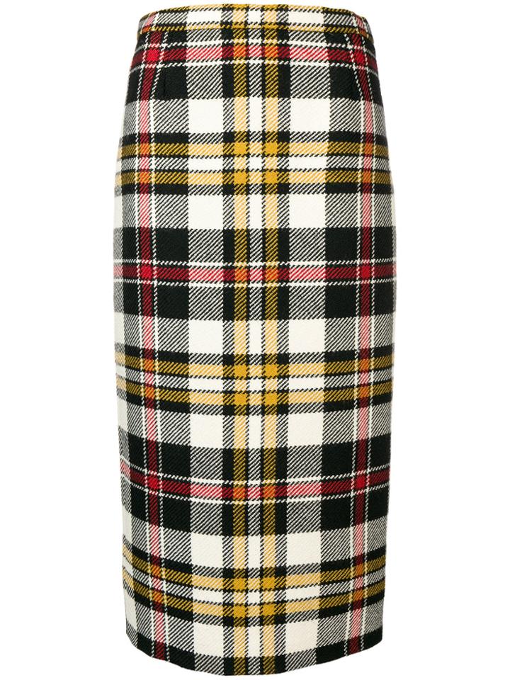 Miu Miu Tartan Pattern Midi Skirt - Nude & Neutrals