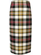 Miu Miu Tartan Pattern Midi Skirt - Nude & Neutrals