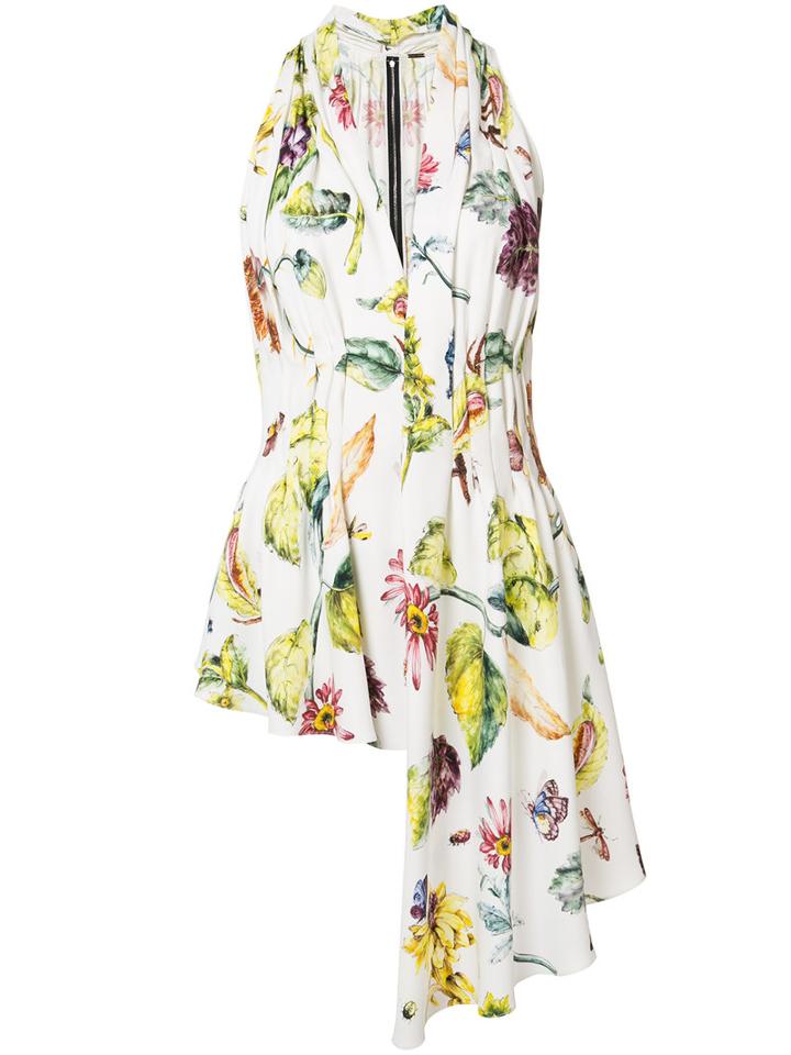 Adam Lippes Asymmetric Gathered Tank, Women's, Size: 0, White, Viscose