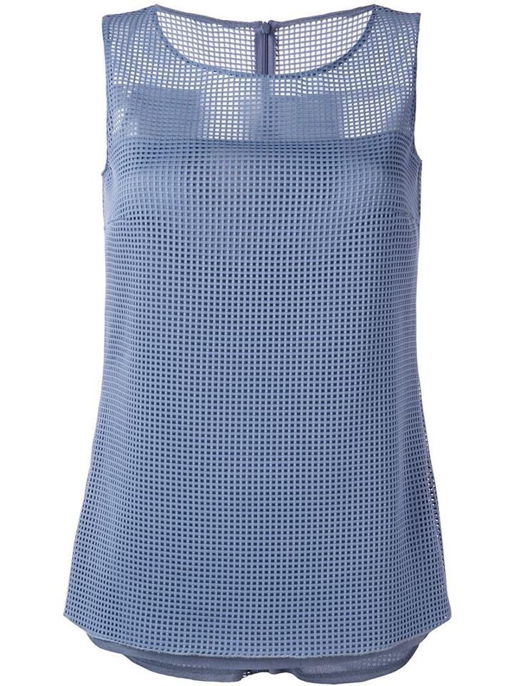 Akris Mesh Tank Top, Women's, Size: 40, Blue, Polyester/viscose