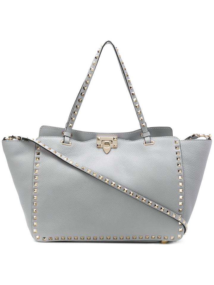 Valentino Rockstud Trapeze Tote - Grey