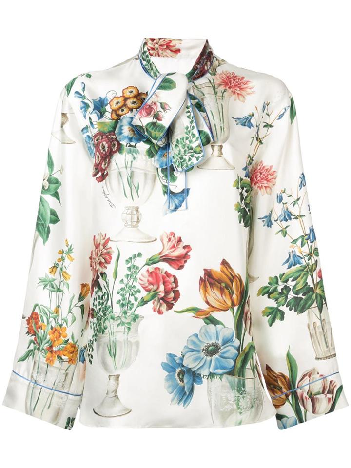 Dolce & Gabbana Floral Vase Print Blouse - White