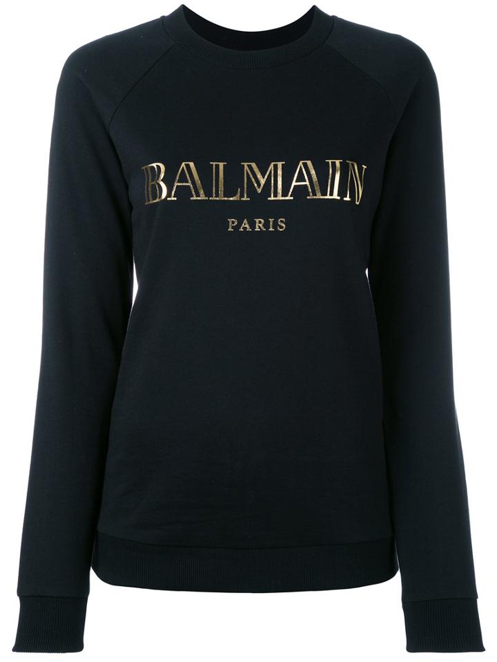 Balmain Logo-print Sweatshirt, Women's, Size: 40, Black, Cotton