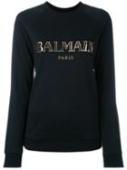 Balmain Logo-print Sweatshirt, Women's, Size: 40, Black, Cotton