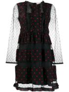 Red Valentino Heart Print Ruffled Dress - Black