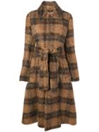 Acne Studios A-line Checked Coat - Brown