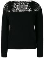 Sacai Lace-panelled Sweater - Black