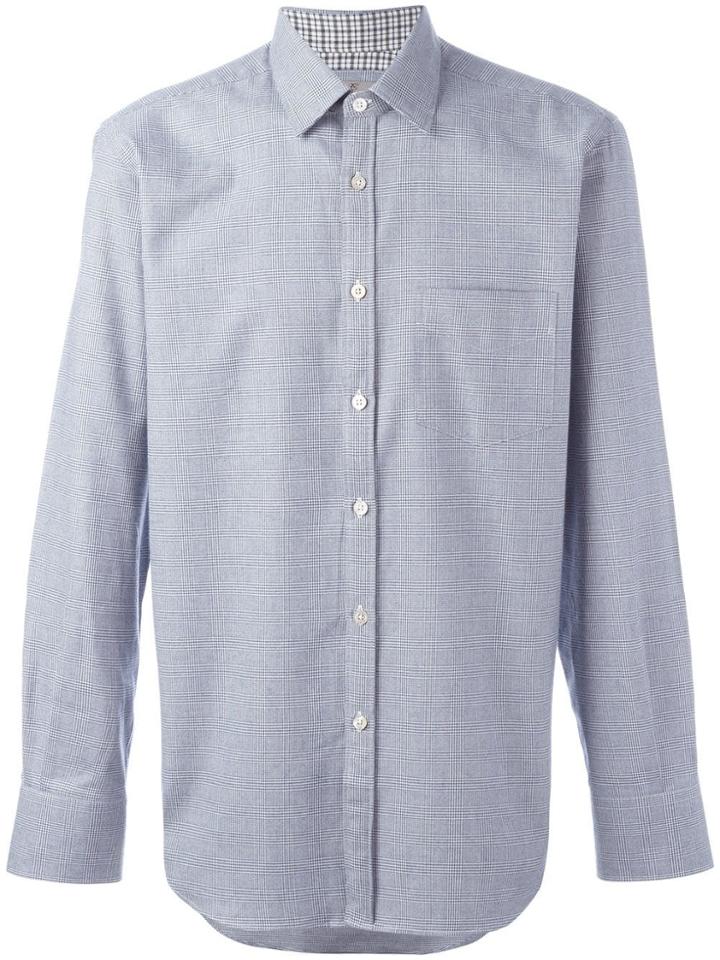 Canali Prince Of Wales Check Shirt - Blue