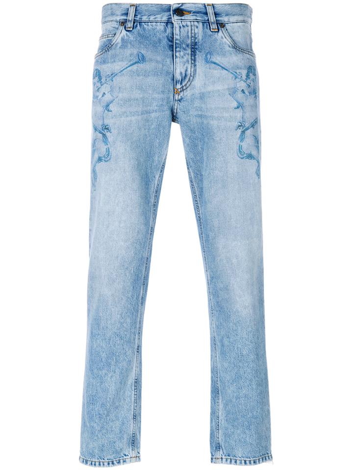 Dolce & Gabbana Angel Print Jeans - Blue