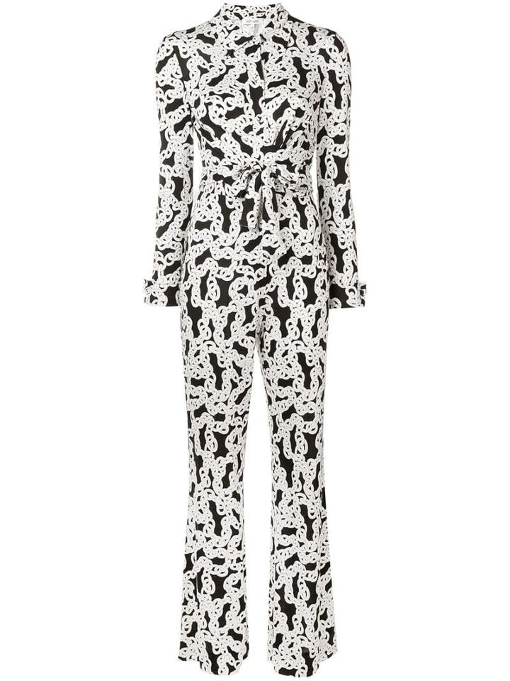 Diane Von Furstenberg Chain Print Jumpsuit - Black