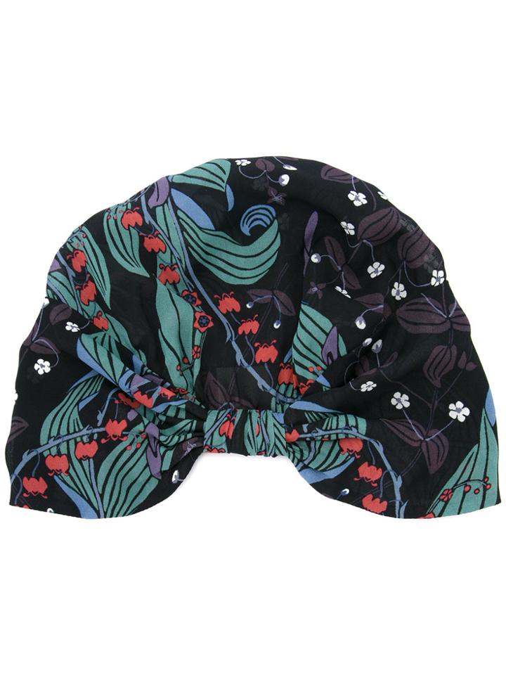 Ingie Paris Floral Print Turban - Black