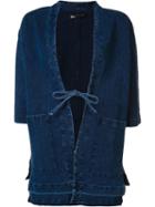 3x1 Patch Pocket Long Denim Jacket, Women's, Size: Large, Blue, Cotton/polyurethane