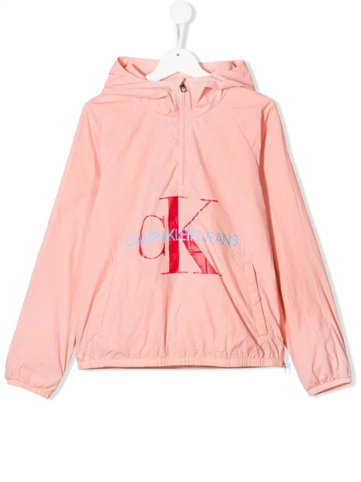 Calvin Klein Kids Teen Logo Print Rain Coat - Pink