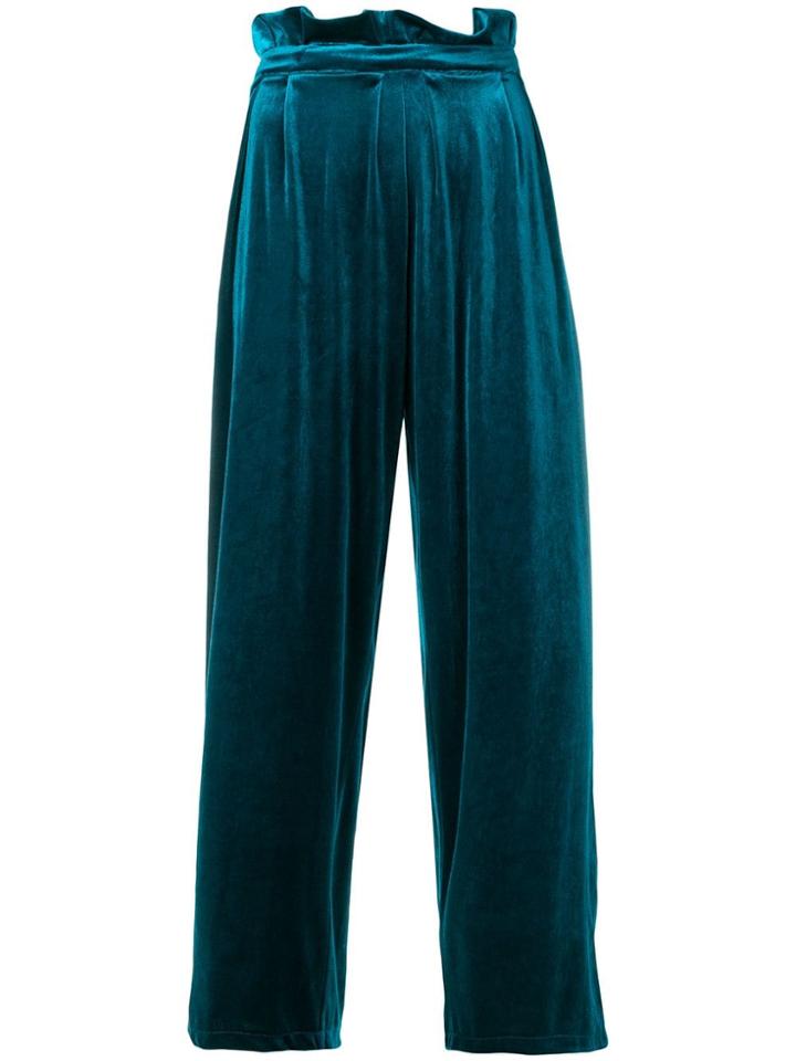 Marc Ellis Velvet Cropped Trousers - Blue