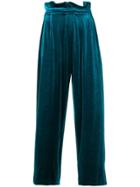 Marc Ellis Velvet Cropped Trousers - Blue
