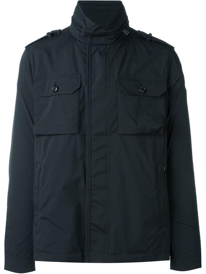 Moncler 'juan' Jacket, Men's, Size: 5, Black, Calf Leather/polyamide/spandex/elastane