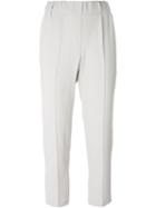 Brunello Cucinelli Tapered Cropped Trousers, Women's, Size: 46, Grey, Acetate/silk/polyester/cupro