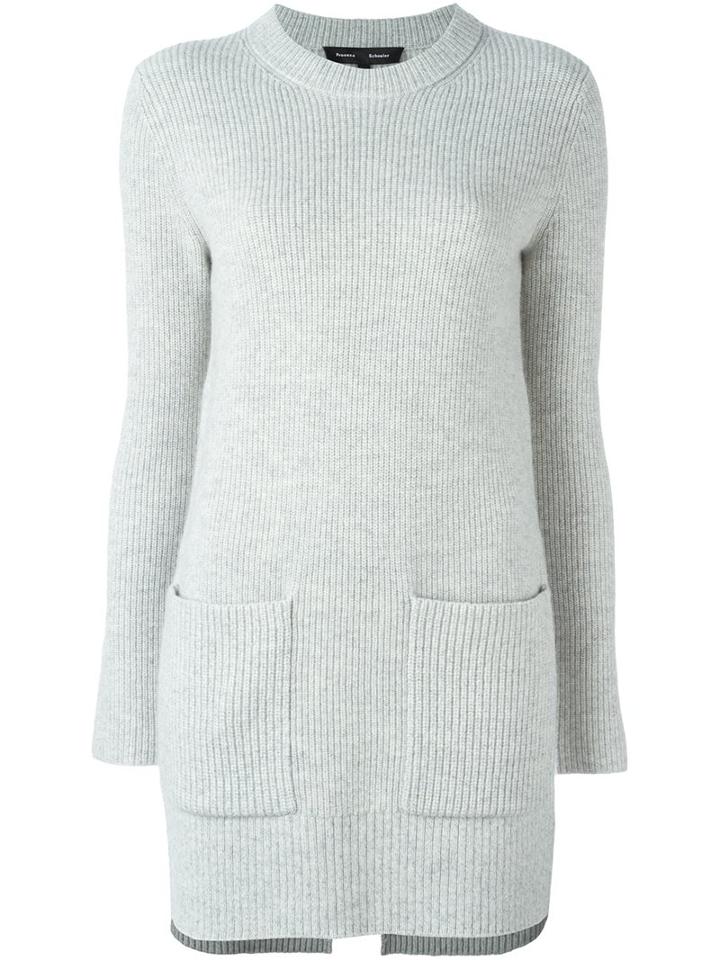 Proenza Schouler Long Ribbed Jumper, Women's, Size: Large, Grey, Cashmere/wool