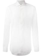 Barba Classic Button-up Shirt, Men's, Size: 42, White, Linen/flax
