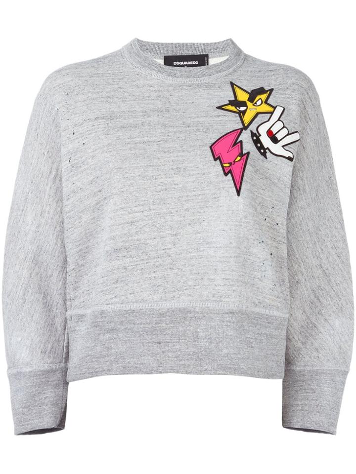 Dsquared2 'dean' Punk Patch Sweater - Grey