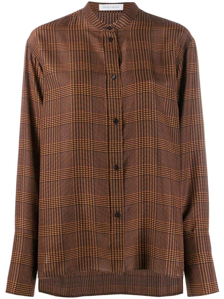 Christian Wijnants Checkered Silk Buttoned Up Shirt - Brown