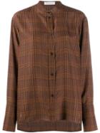 Christian Wijnants Checkered Silk Buttoned Up Shirt - Brown