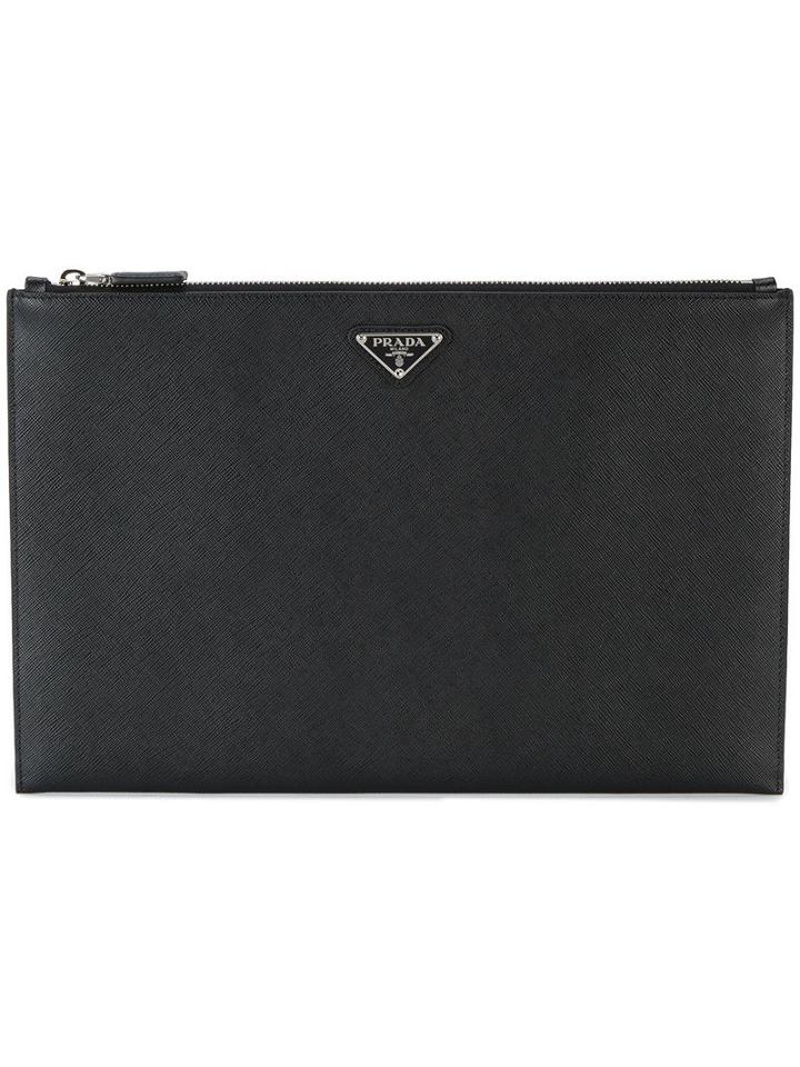 Prada Top Zip Clutch Bag - Black