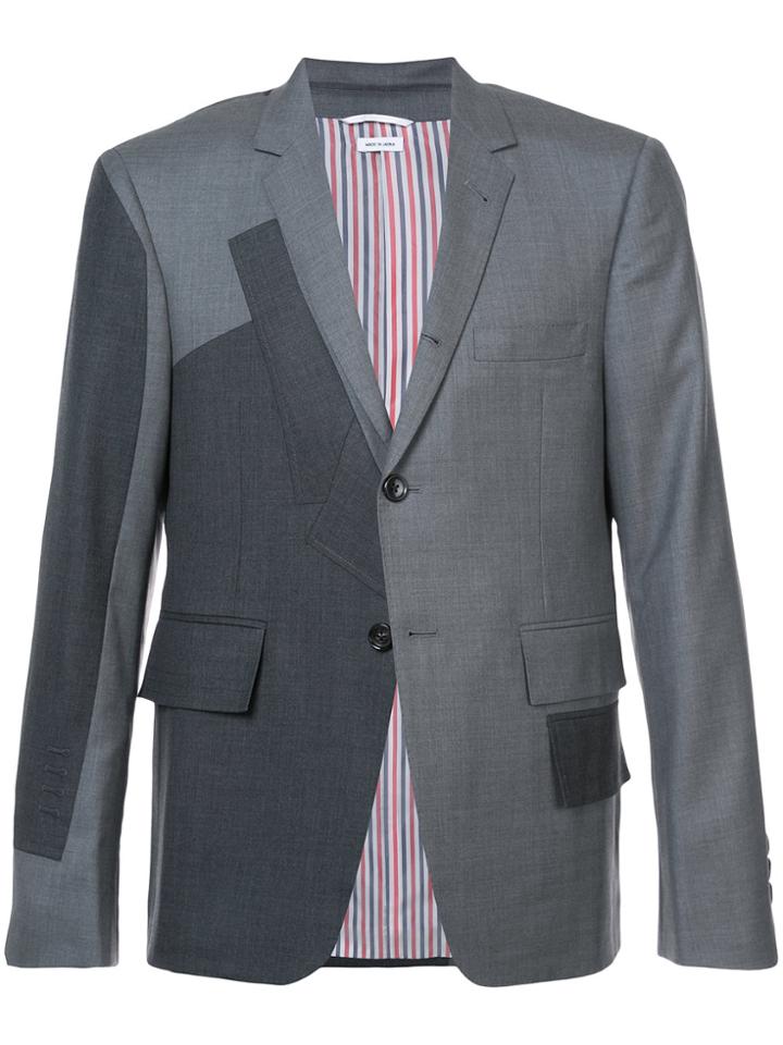 Thom Browne Pattern Patchwork Single Breasted Sport Coat In Grey Super