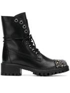 Twin-set Embellished Biker Boots - Black