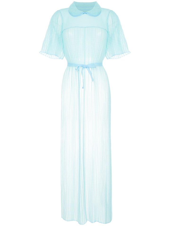 Writtenafterwards Peter Pan Collar Plissé Maxi Dress - Blue