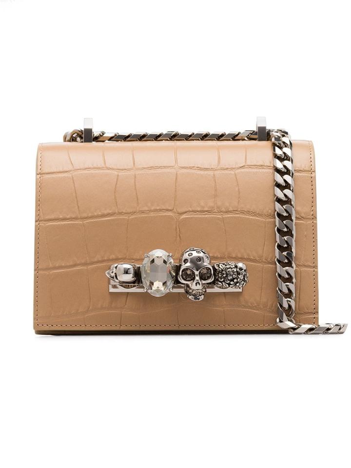 Alexander Mcqueen Nude Mock Croc Leather Crossbody Bag - Neutrals