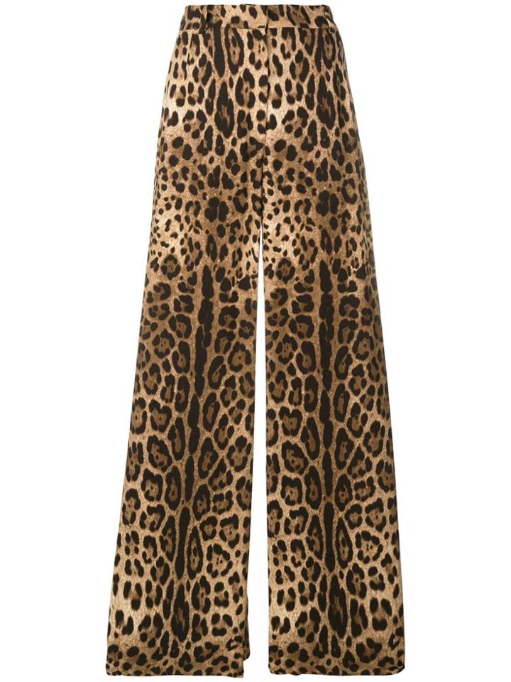 Dolce & Gabbana Leopard Print Palazzo Trousers - Brown