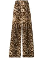 Dolce & Gabbana Leopard Print Palazzo Trousers - Brown
