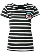 Michaela Buerger Patch Striped Cropped T-shirt, Women's, Size: Small, Black, Cotton/cashmere