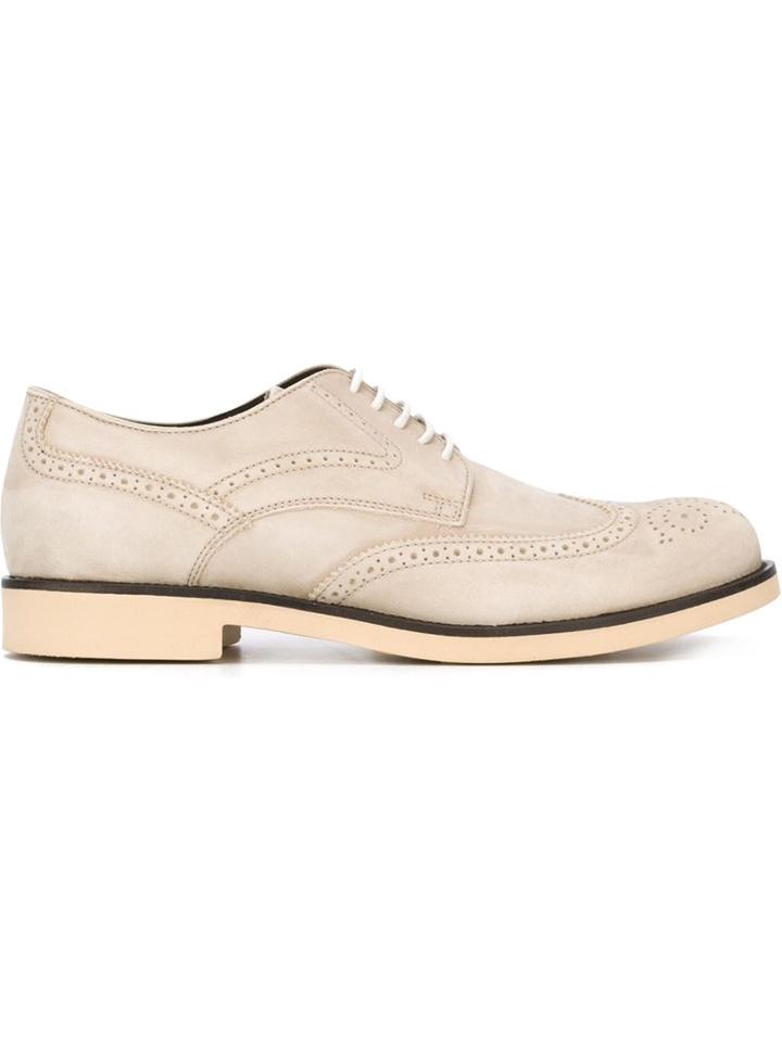 Tod S Rubber Sole Brogues, Men's, Size: 9, Grey, Leather/rubber