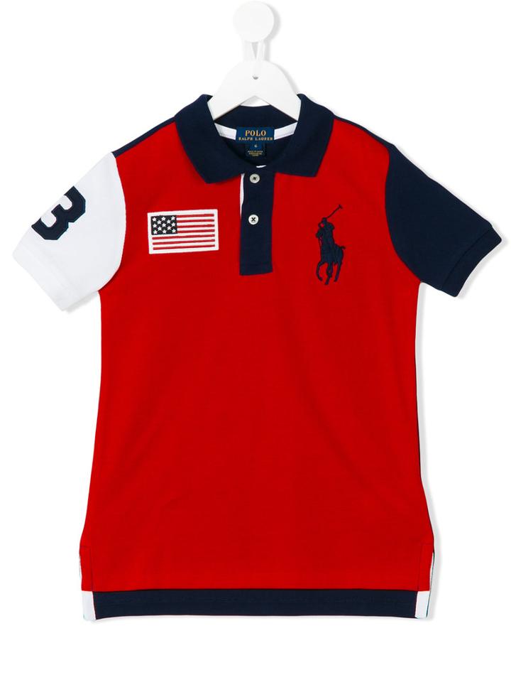 Ralph Lauren Kids - Colourblock Polo Shirt - Kids - Cotton - 4 Yrs, Red