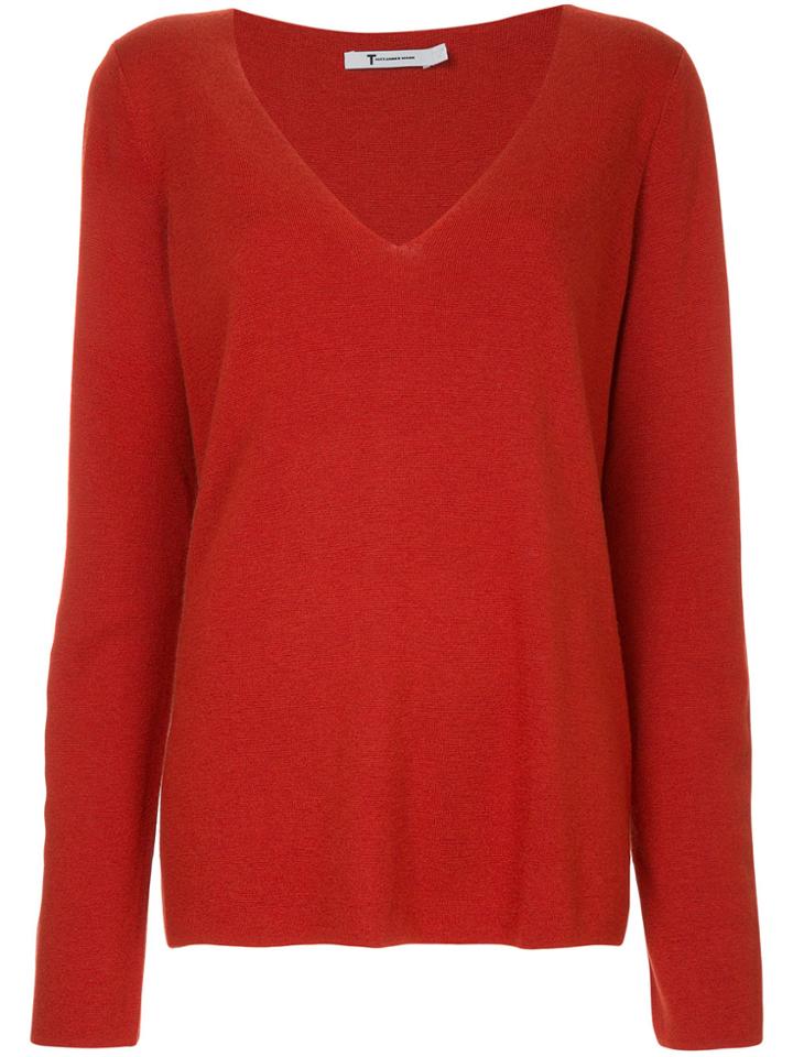T By Alexander Wang V-neck Jumper - Red