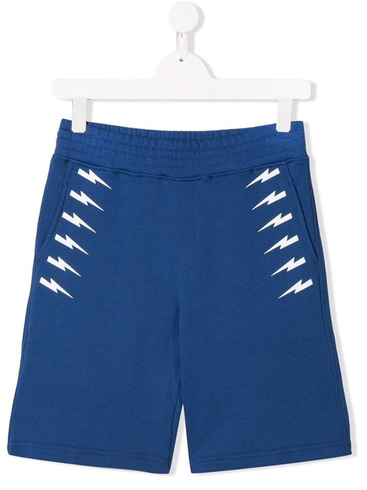 Neil Barrett Kids Teen Lightning Shorts - Blue