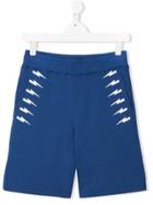 Neil Barrett Kids Teen Lightning Shorts - Blue