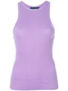 Ralph Lauren Logo Embroidered Ribbed Top - Pink & Purple